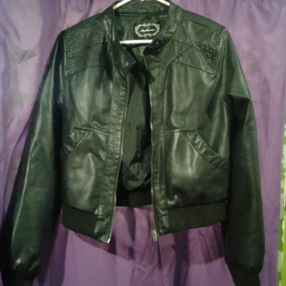 Black leather jacket - Picture 2 of 2